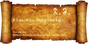 Klaszkin Henrietta névjegykártya